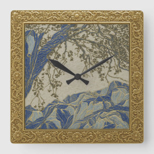 Relógio de Parede Cor Dourado Prata Azul Alpes Fra
