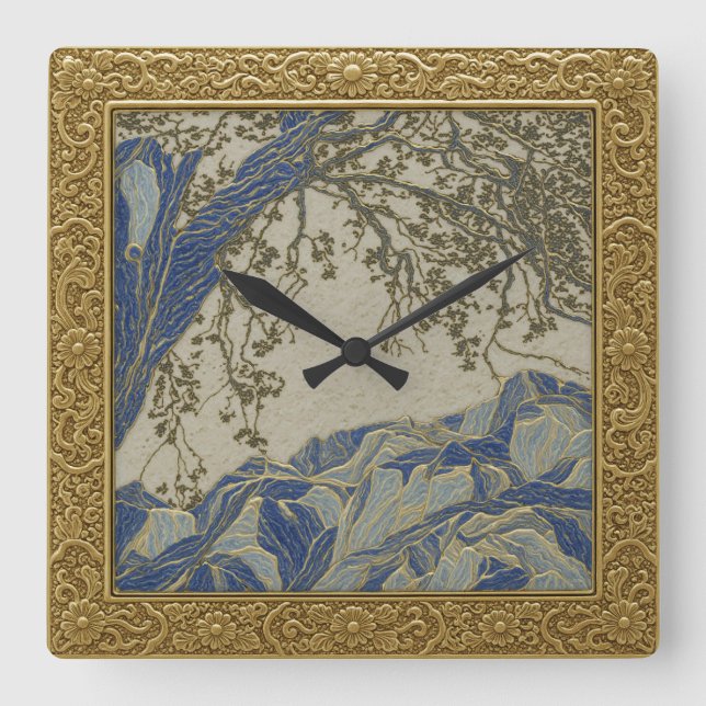 Relógio de Parede Cor Dourado Prata Azul Alpes Fra (Frente)
