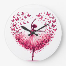 Relógio de Parede Coração de Bailarina Borboleta R