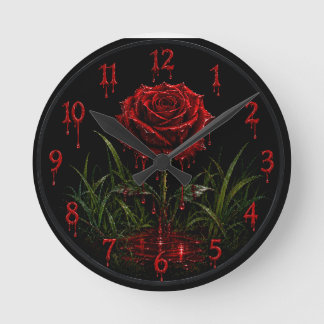Relógio de Parede Crimson Rose Gothic Blood Drip –