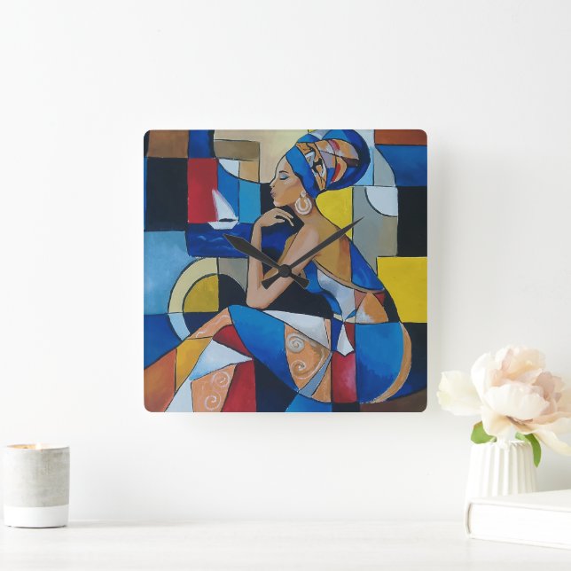 Relógio de Parede Cubista Mulher Africana | A Geom (Lar)