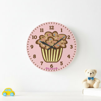 Relógio de Parede Cupcake Fofo com Nome Personaliz