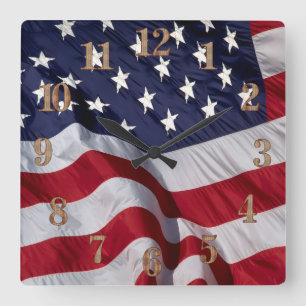 relógio de parede da bandeira americana