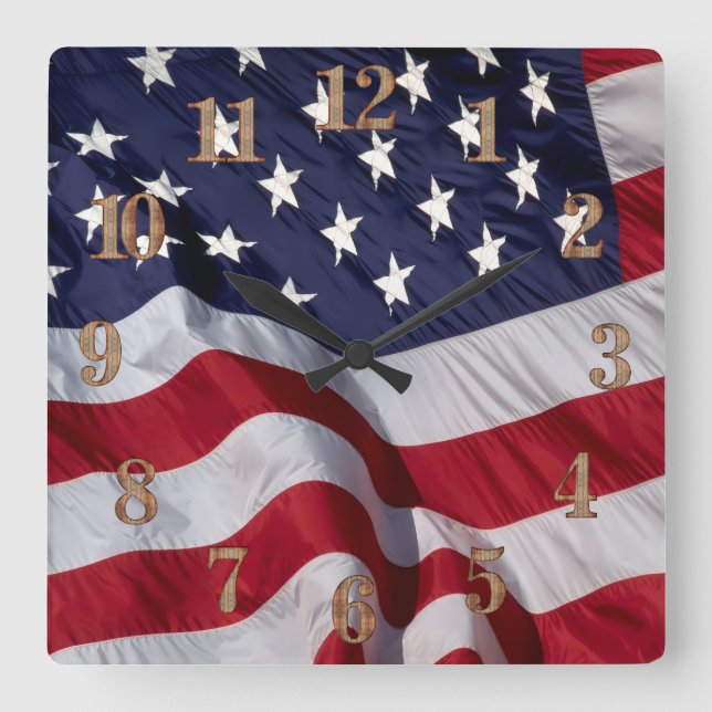 relógio de parede da bandeira americana (Frente)