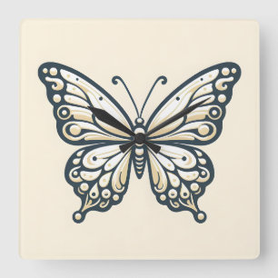 Relógio de Parede da Borboleta Quadrada Elegante