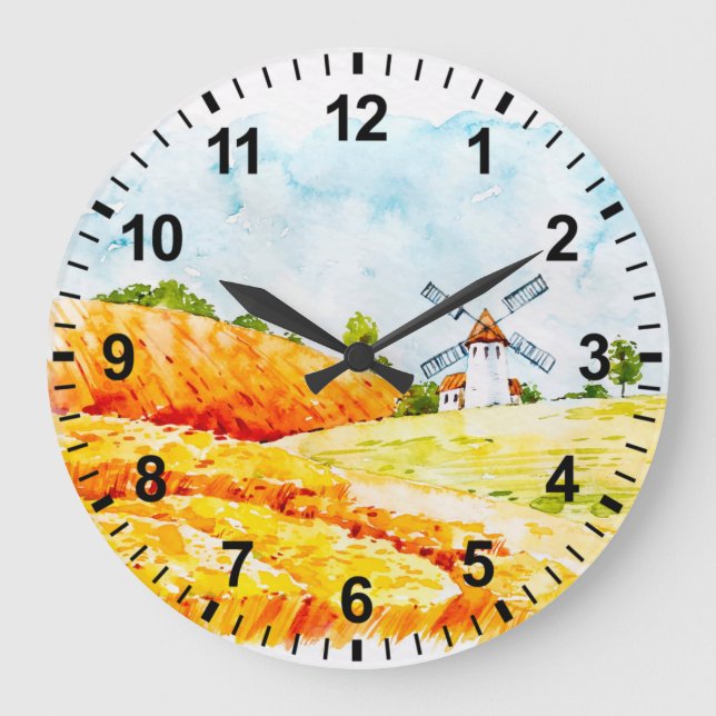 Relógio de Parede da Fazenda de Aquarela (Frente)