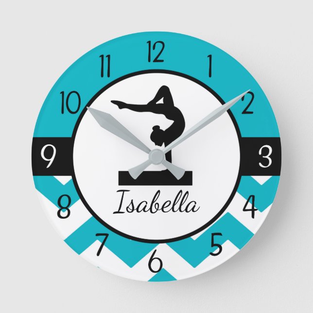 Relógio de Parede da Ginástica Teal (Frente)