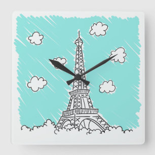 Relógio de parede da Ilustração de Torre Eiffel