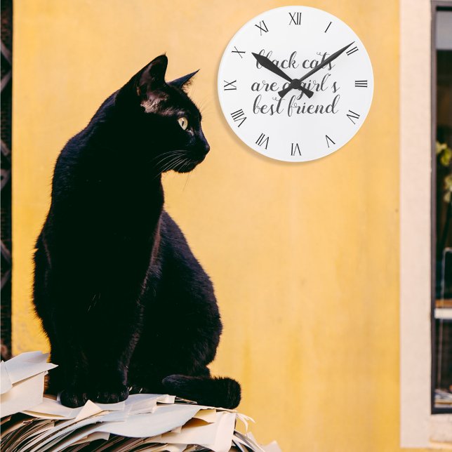 Relógio de Parede da Melhor Cota Amiga de Gato Neg (Black cats are a girl's best friend! Hang this clock on your wall :))