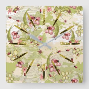 Relógio de Parede da Praça Ladybird Ditsy