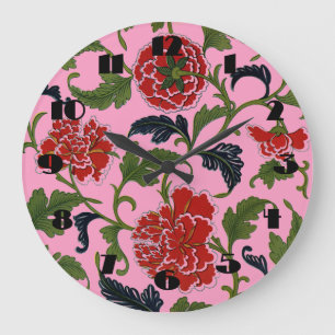 Relógio de Parede das Flores Chinesas