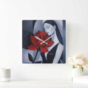 Relógio de Parede de Acrílico Arte Moderna Mulher