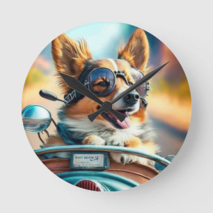Relógio de parede de acrílico de cachorro motocicl