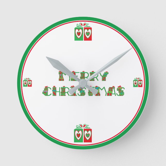 Relógio de Parede de Acrílico Grande Feliz Natal (Frente)