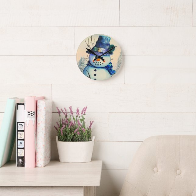 Relógio de Parede de Aquarela de Boneco de Neve (Sala de leitura)