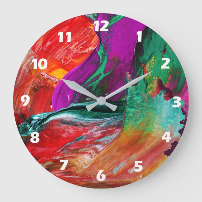 Relógio de Parede de Arte Abstrata Color Burst (Frente)