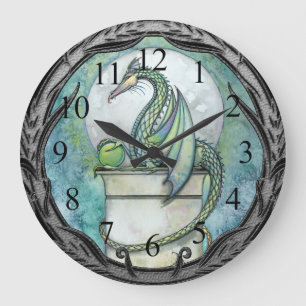 Relógio de Parede de Arte Fantasia do Dragão Verde