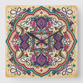 Relógio de Parede de Arte Folclórica Boho