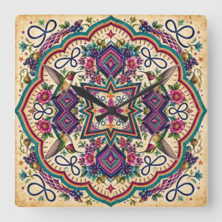 Relógio de Parede de Arte Folclórica Boho