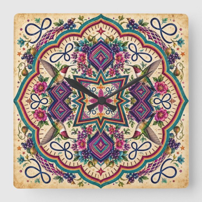 Relógio de Parede de Arte Folclórica Boho (Frente)
