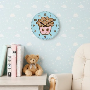 Relógio de Parede de Berçário Cute Cupcake com Nom