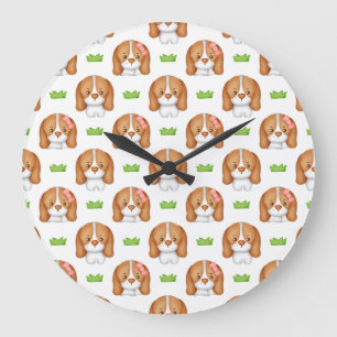 Relógio de Parede de Cachorro Beagle em Aquarela F