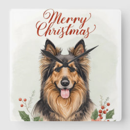 Relógio de Parede de Cachorro de Natal Festivo de