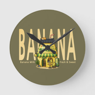relógio de parede de café de leite de banana