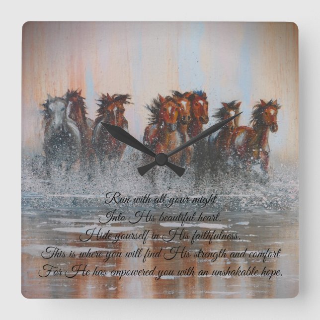 Relógio de Parede de Cavalos em Execução (Frente)