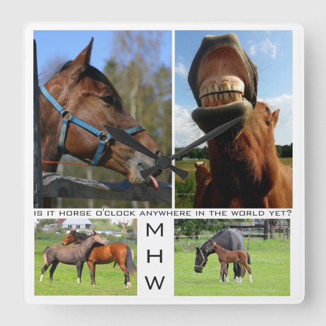 Relógio de parede de cavalos personalizados (Frente)