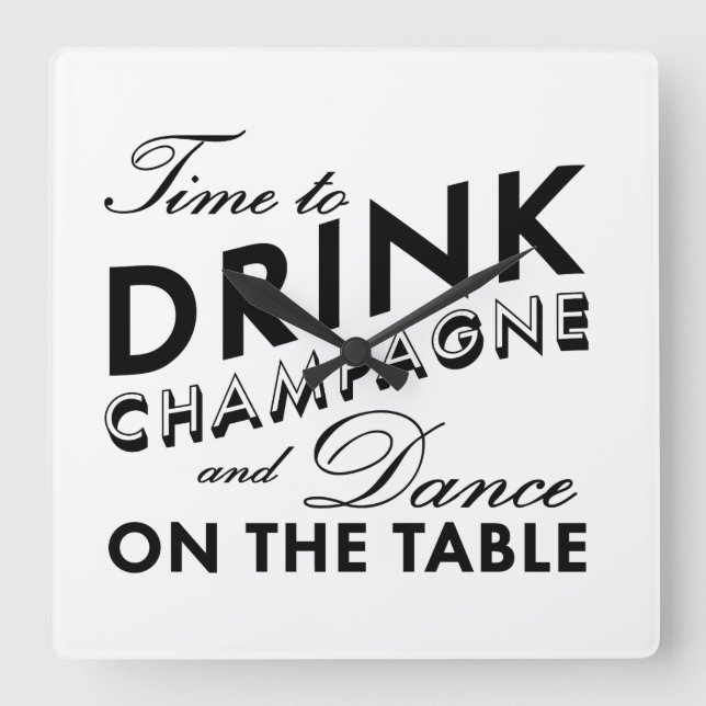 Relógio de Parede de Champanhe de Tempo para Beber (Frente)