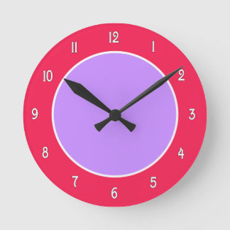 Relógio de Parede de Colorblock Roxo e Fuchsia