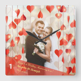 Relógio de Parede de Cortina de Corações de 1º Ani