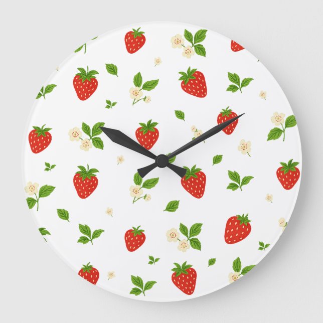 Relógio de Parede de Cozinha com Padrão de Morango (Frente)