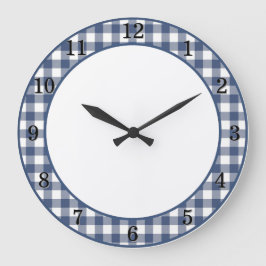 Relógio de Parede de Cozinha em Azul Gingham Patri