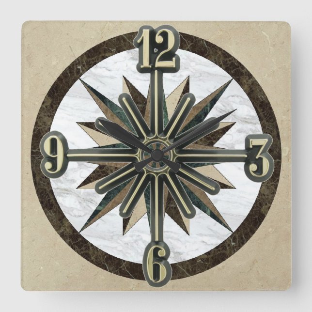 Relógio de Parede de Discagem Sunburst do Azulejo  (Frente)