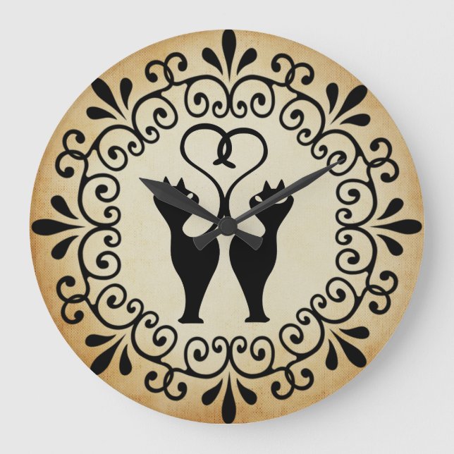 Relógio de Parede de Dois Gatos (Frente)