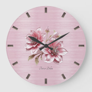 Relógio de Parede de Flores Rosa Moderno