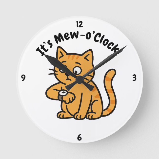 Relógio de Parede de Gato Engraçado – Design "É Ho (Frente)