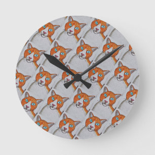 Relógio de Parede de Gato laranja e branco