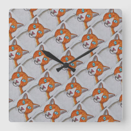 Relógio de Parede de Gato laranja e branco