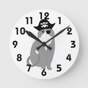Relógio de Parede de Gato Pirata