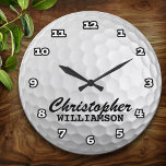 Relógio de Parede de Golfe Personalizado<br><div class="desc">Bola de golfe personalizada e divertida neste relógio de parede personalizado</div>