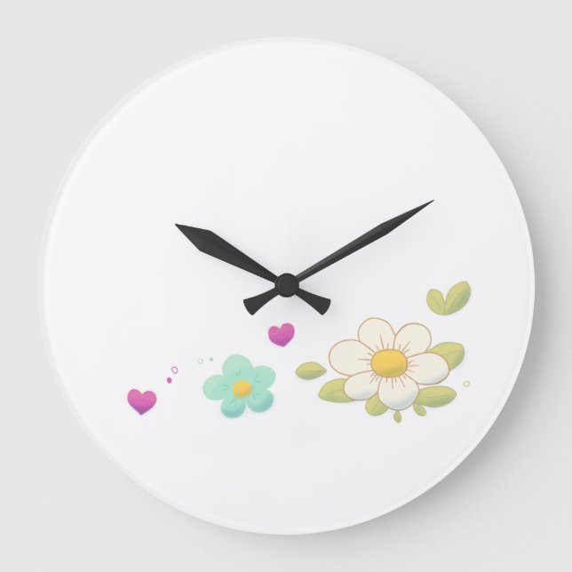 Relógio de Parede de Ilustração Floral Delicada –  (Frente)