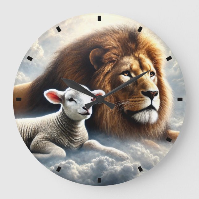 Relógio de Parede de Leão e Lamb (Frente)