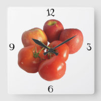 Relógio de Parede de Maçãs e Tomates Grandes