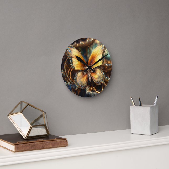 Relógio de Parede de Madeira Natural Redondo De 10 (Escritório)