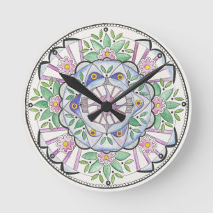 Relógio de Parede de Mandala Floribunda