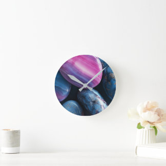 Relógio de Parede de Mármore Ágata Roxo e Azul Abs