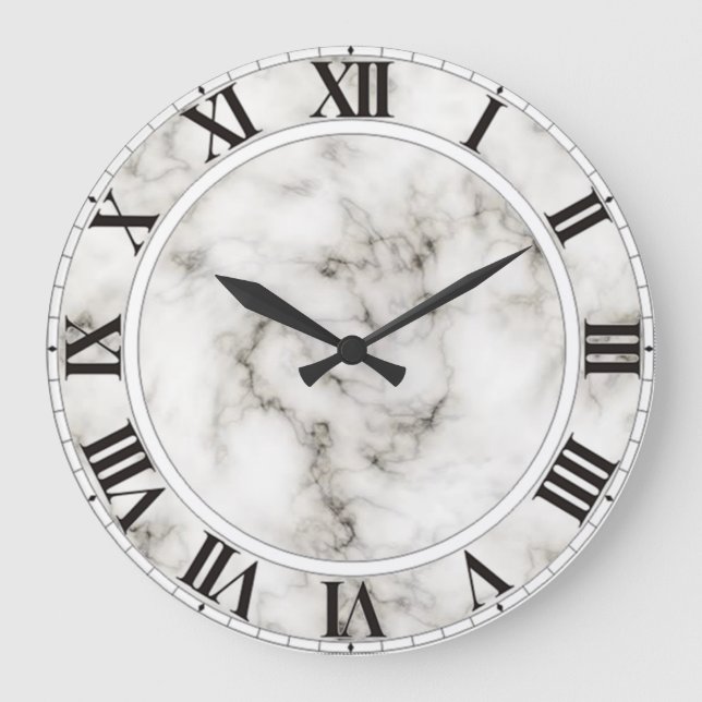 Relógio de Parede de Mármore Branco com Numeração  (Frente)